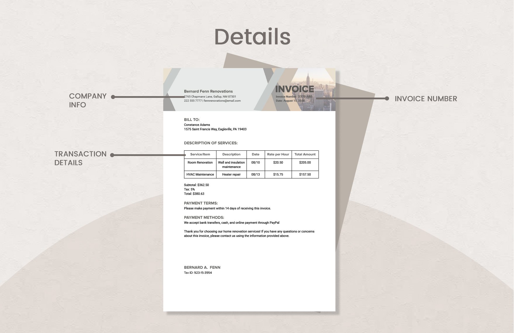 Self Employed Invoice Template