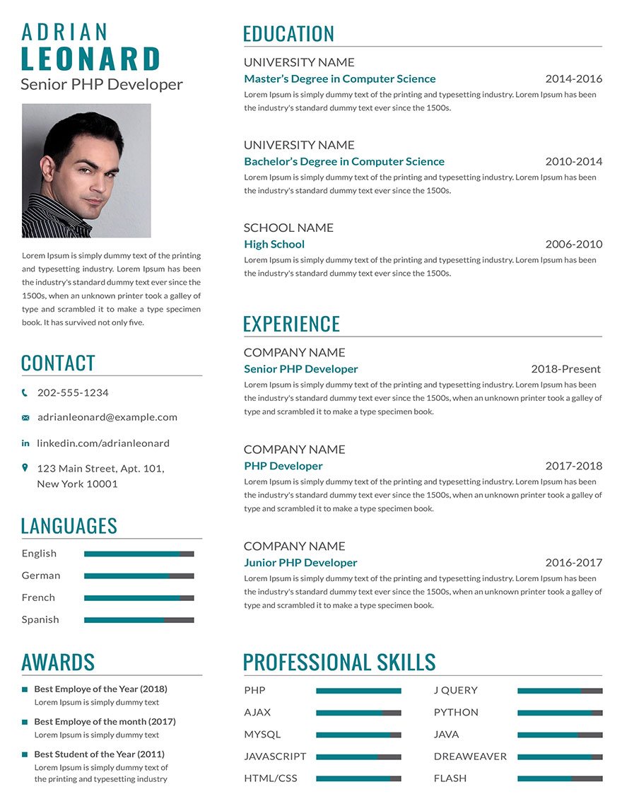 Senior PHP Developer resume