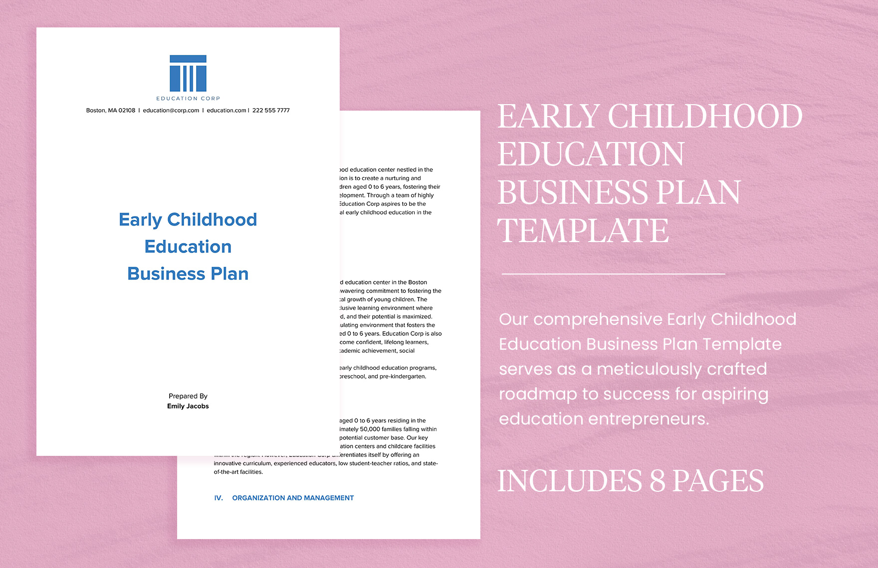 Early Childhood Education Business Plan Template in Word, Google Docs, PDF