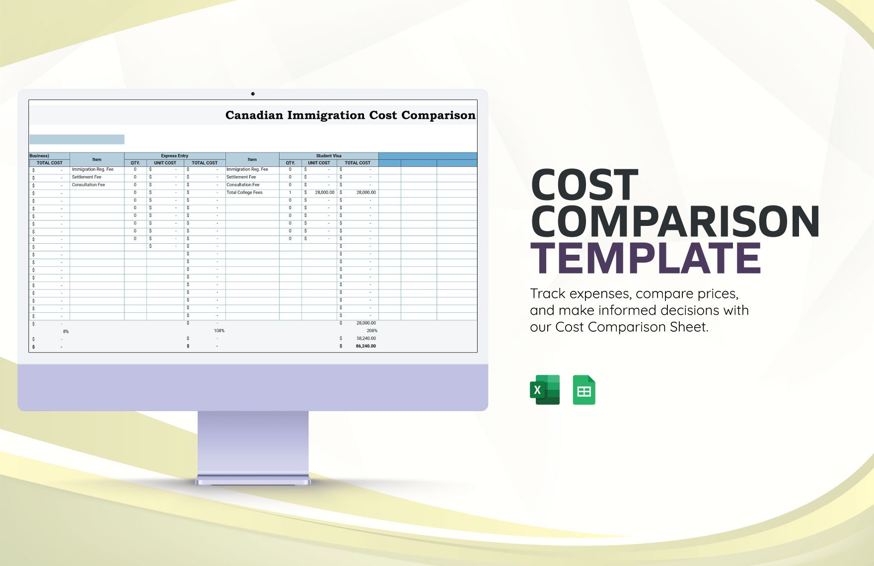 Free Cost Comparison Template in Excel, Google Sheets