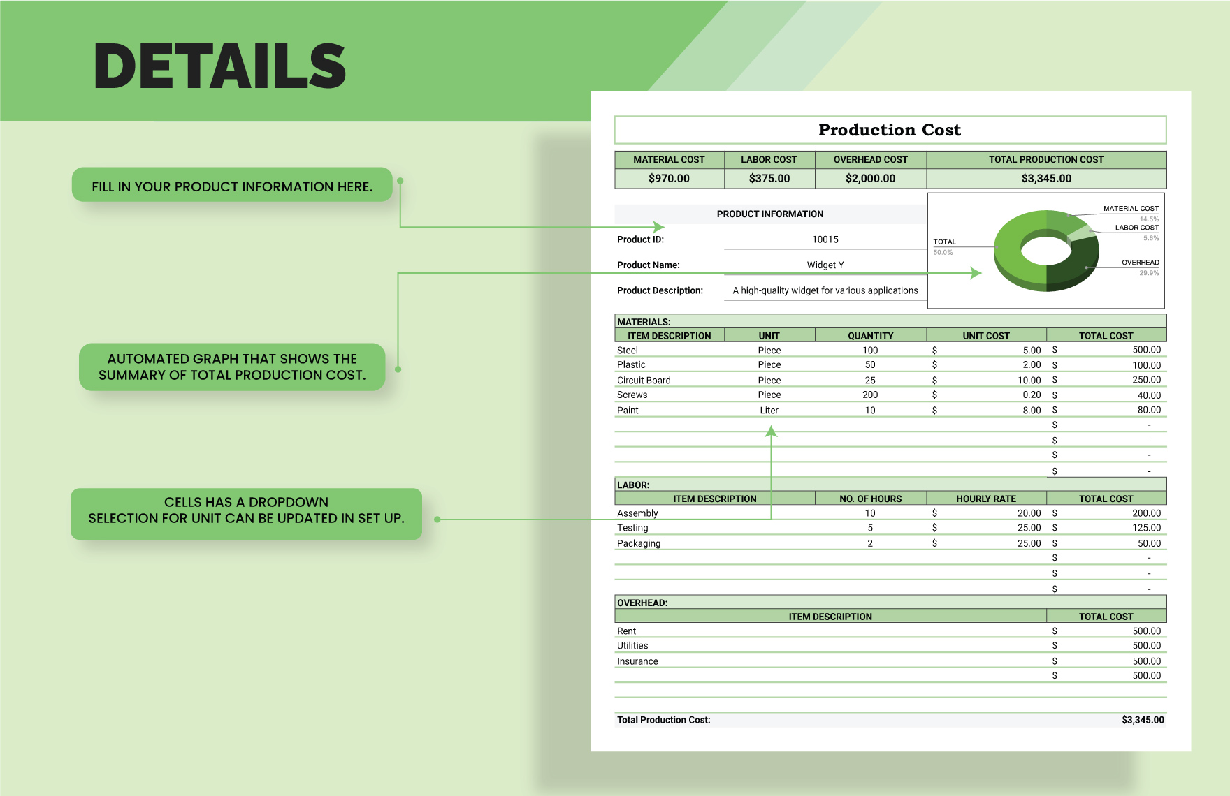 Production Cost Template