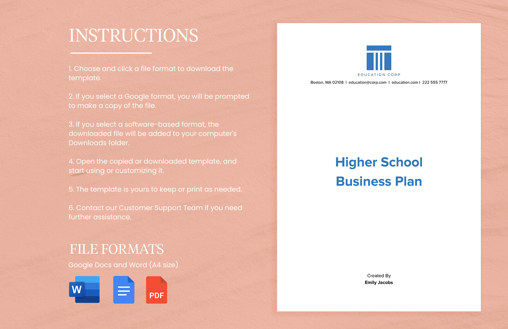 Higher School Business Plan Template