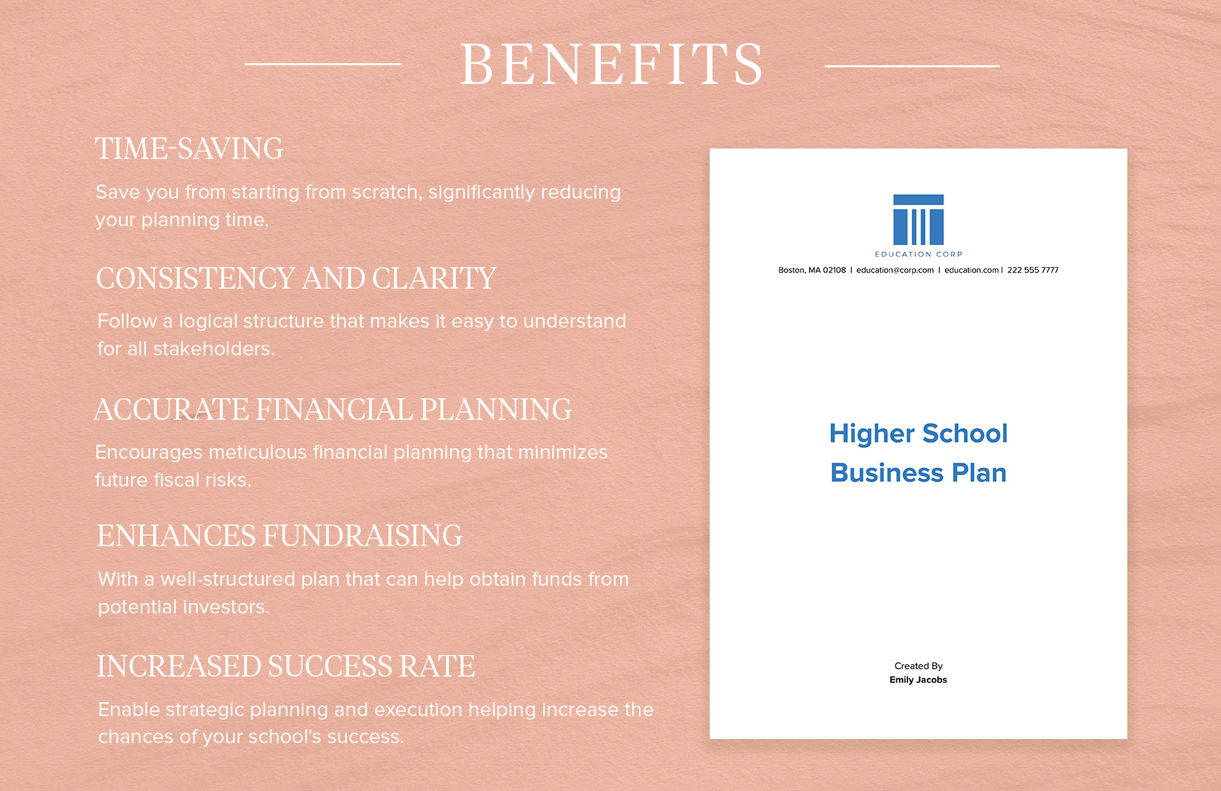 Higher School Business Plan Template