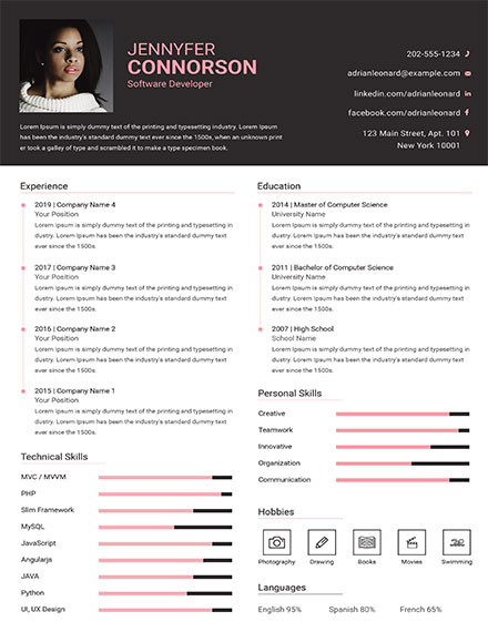 Free Software Developer Resume Template | Template.net