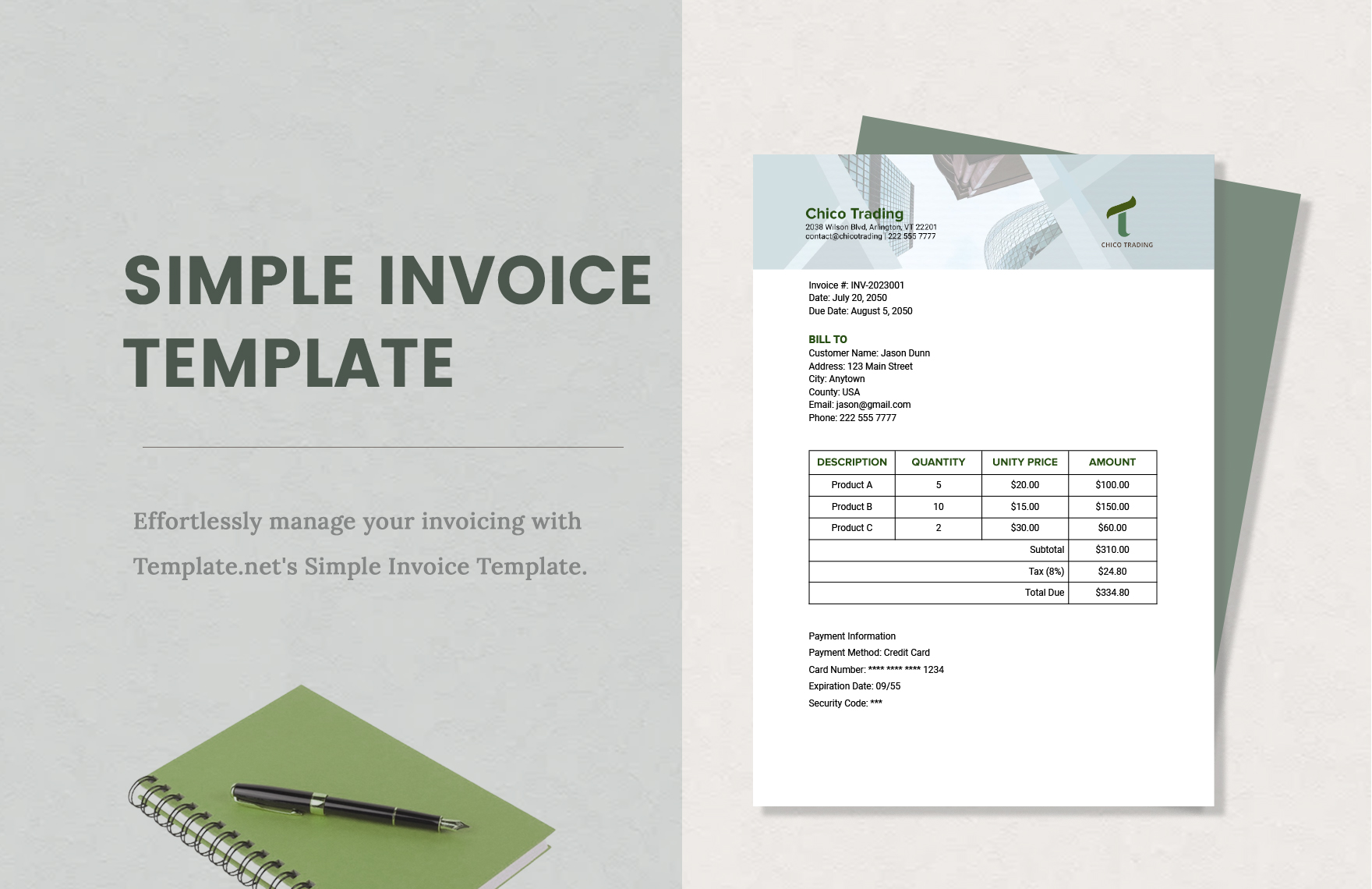 Free Simple Invoice Template in Word, Google Docs, PDF