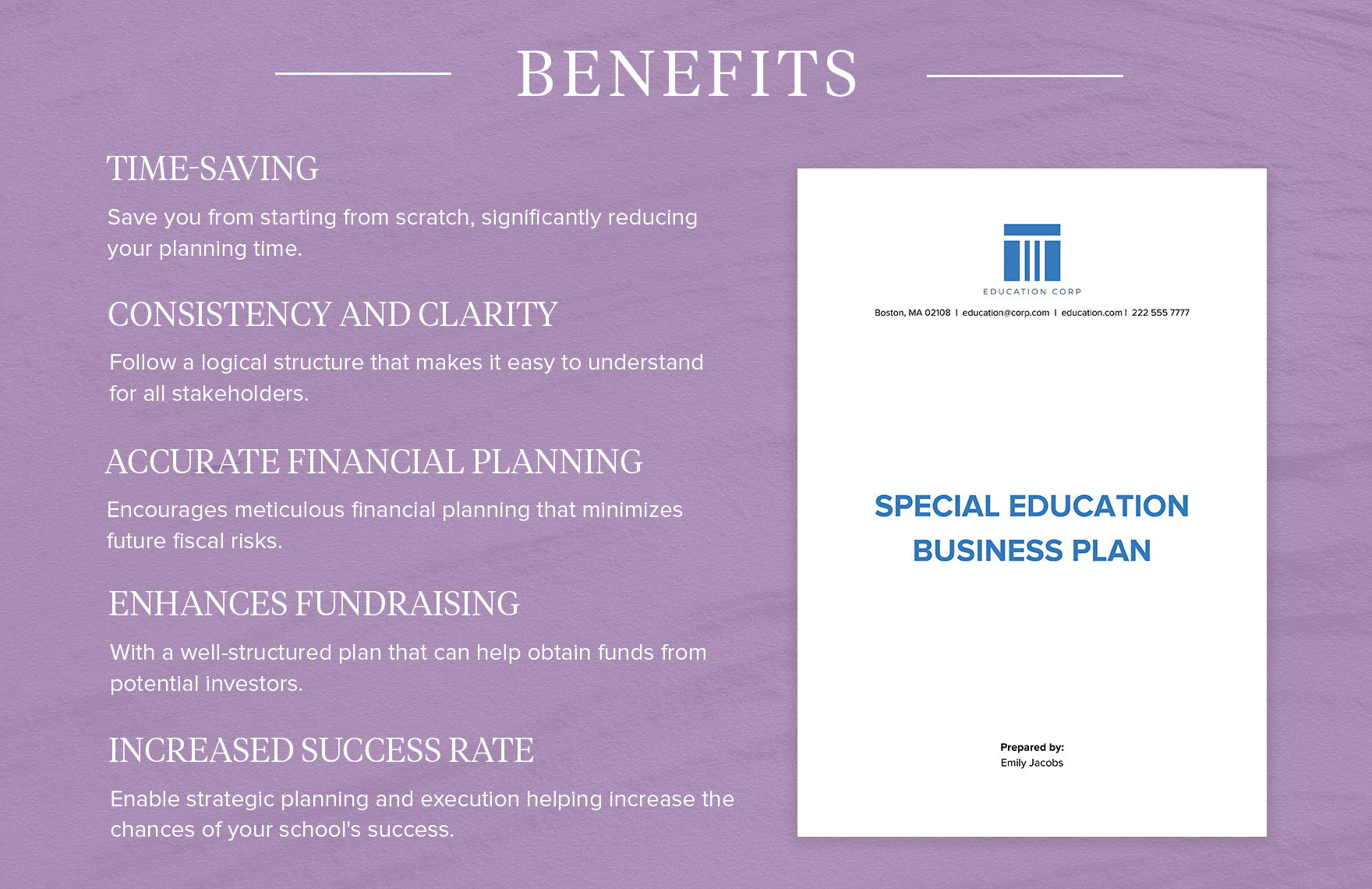 Special Education Business Plan Template