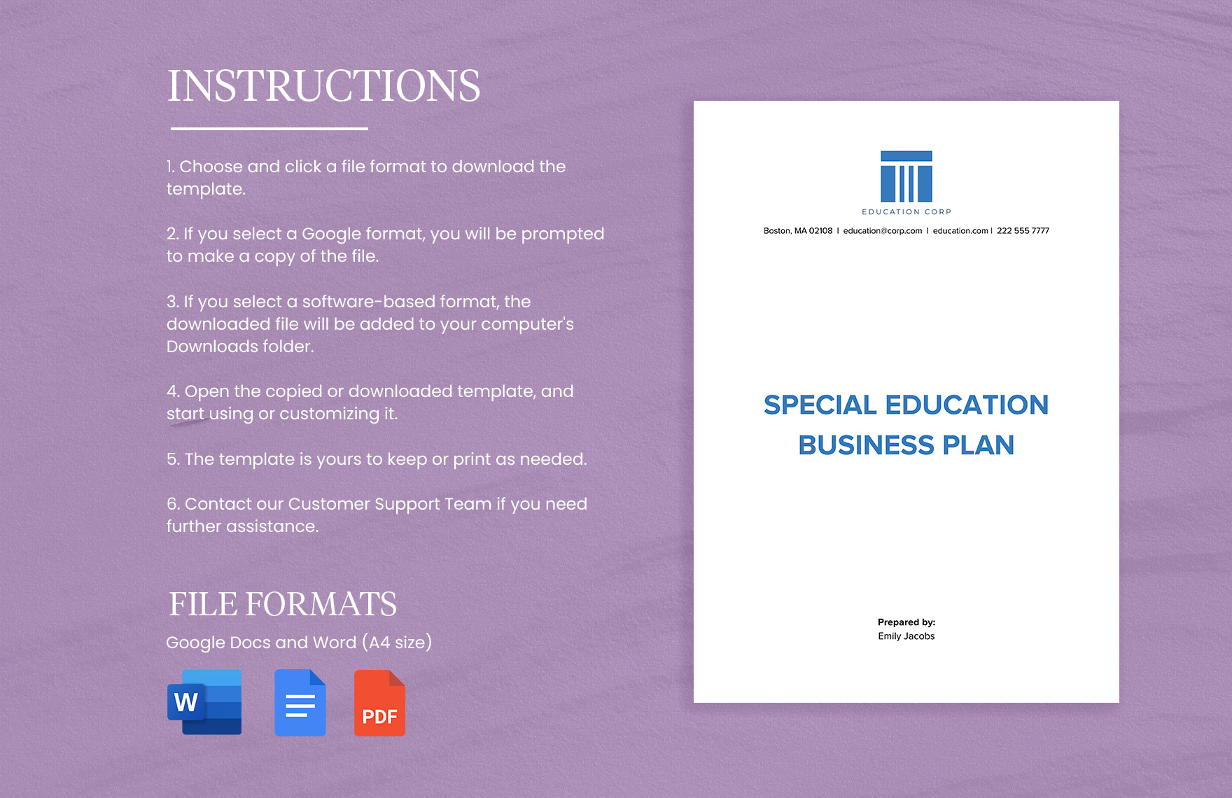 Special Education Business Plan Template