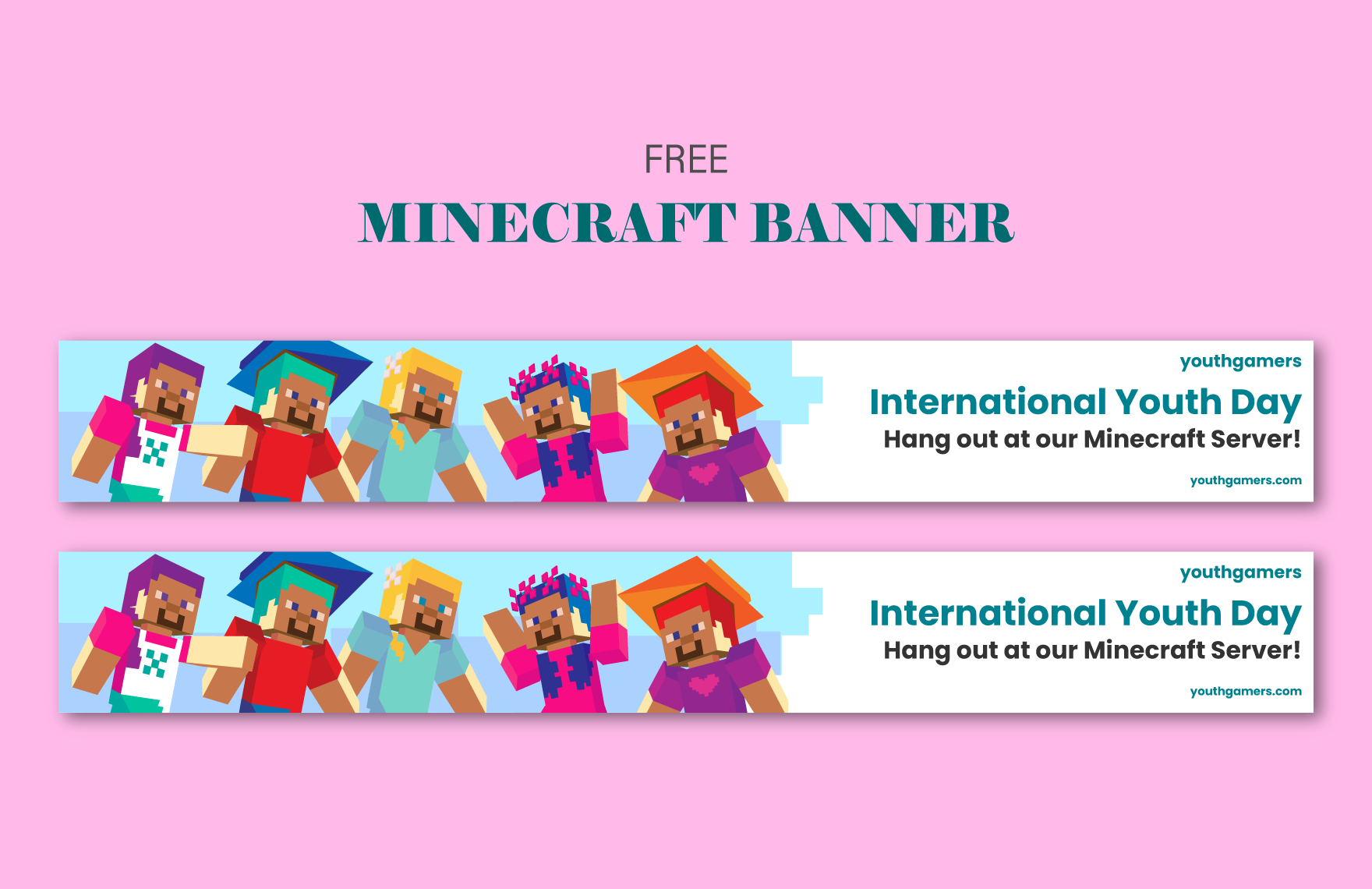 International Youth Day  Minecraft Banner in PDF, Illustrator, SVG, JPG