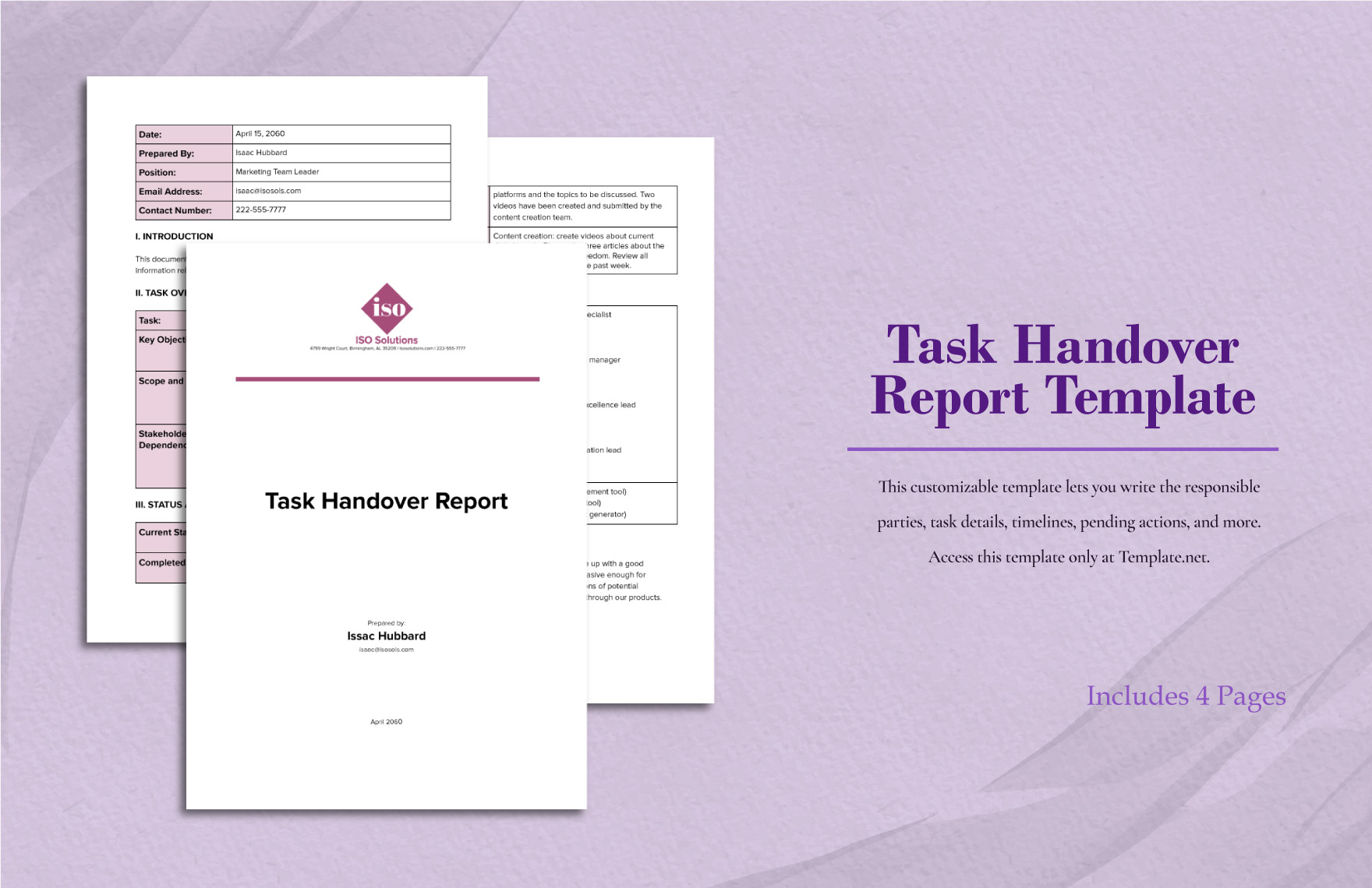 Task Handover Report Template in Word, PDF, Google Docs - Download | Template.net