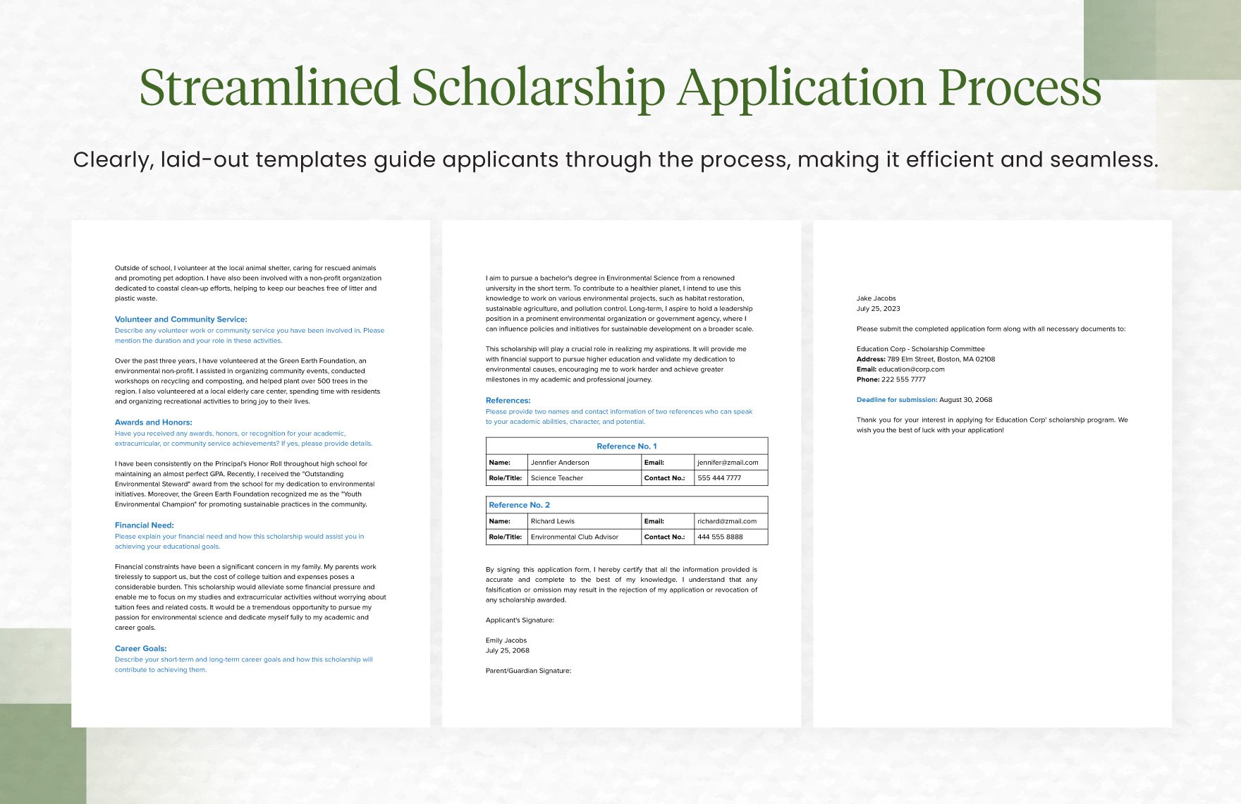 Education Scholarship Application Form Template