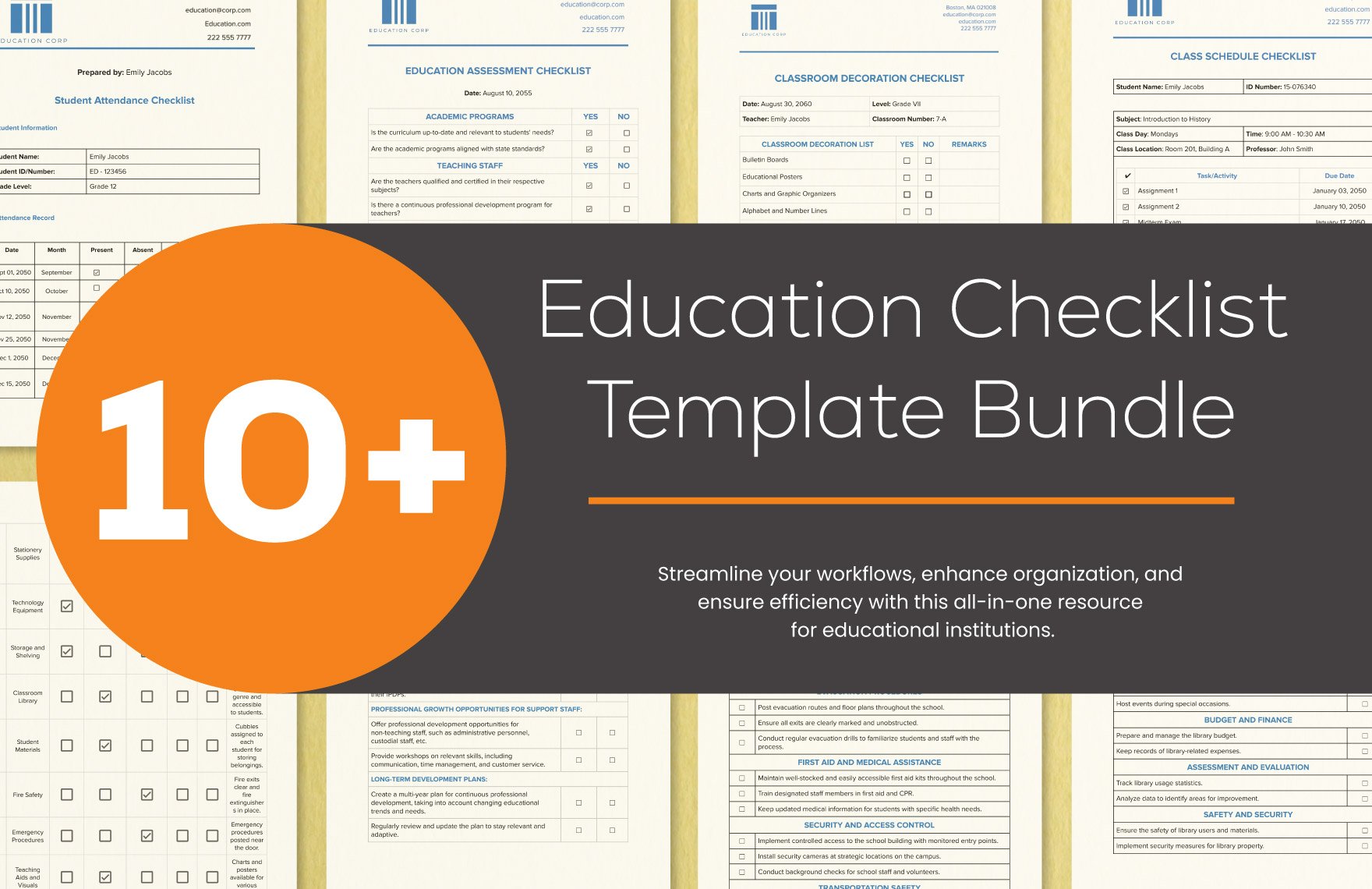 10+ Education Checklist Template Bundle