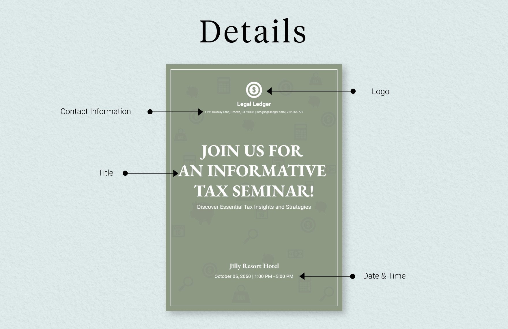 Seminar Postcard Invitation for Tax