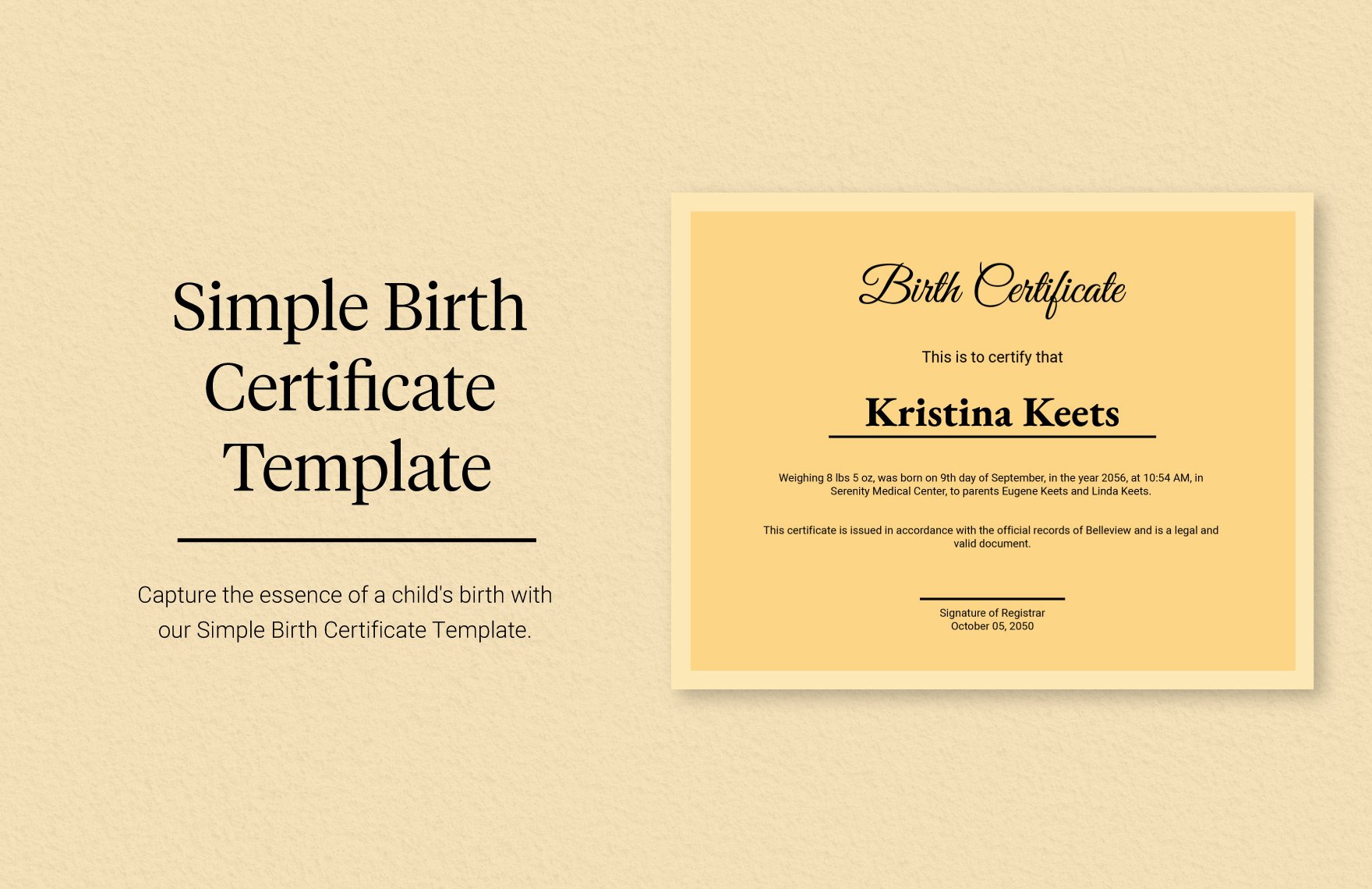Simple Birth Certificate Template