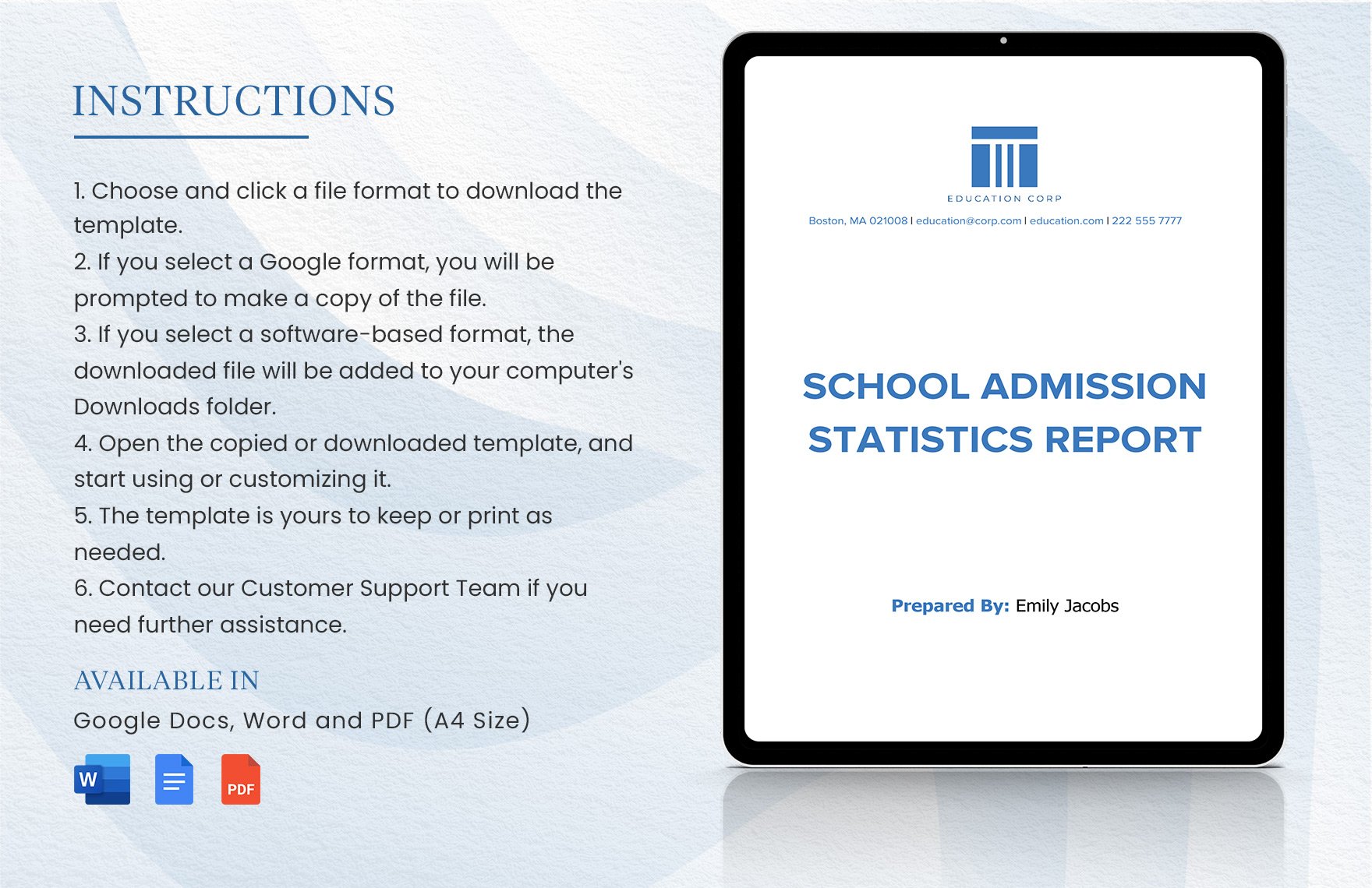 School Admission Statistics Report Template