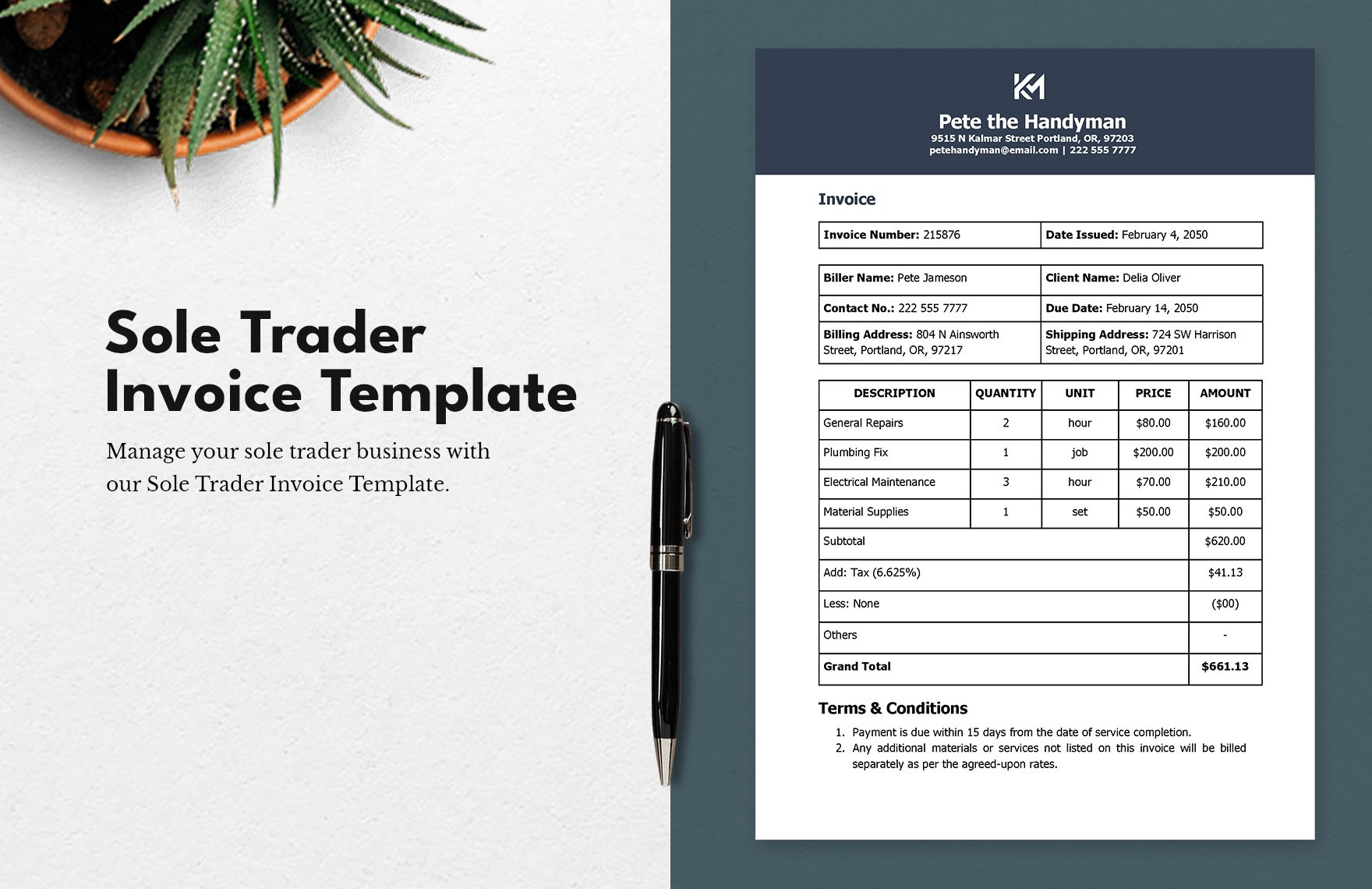 Sole Trader Invoice Template