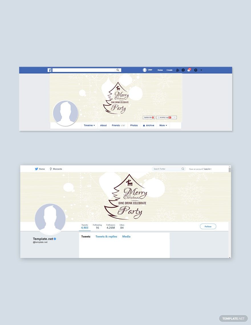Free Christmas Party Facebook and Twitter Cover Page Template in PSD