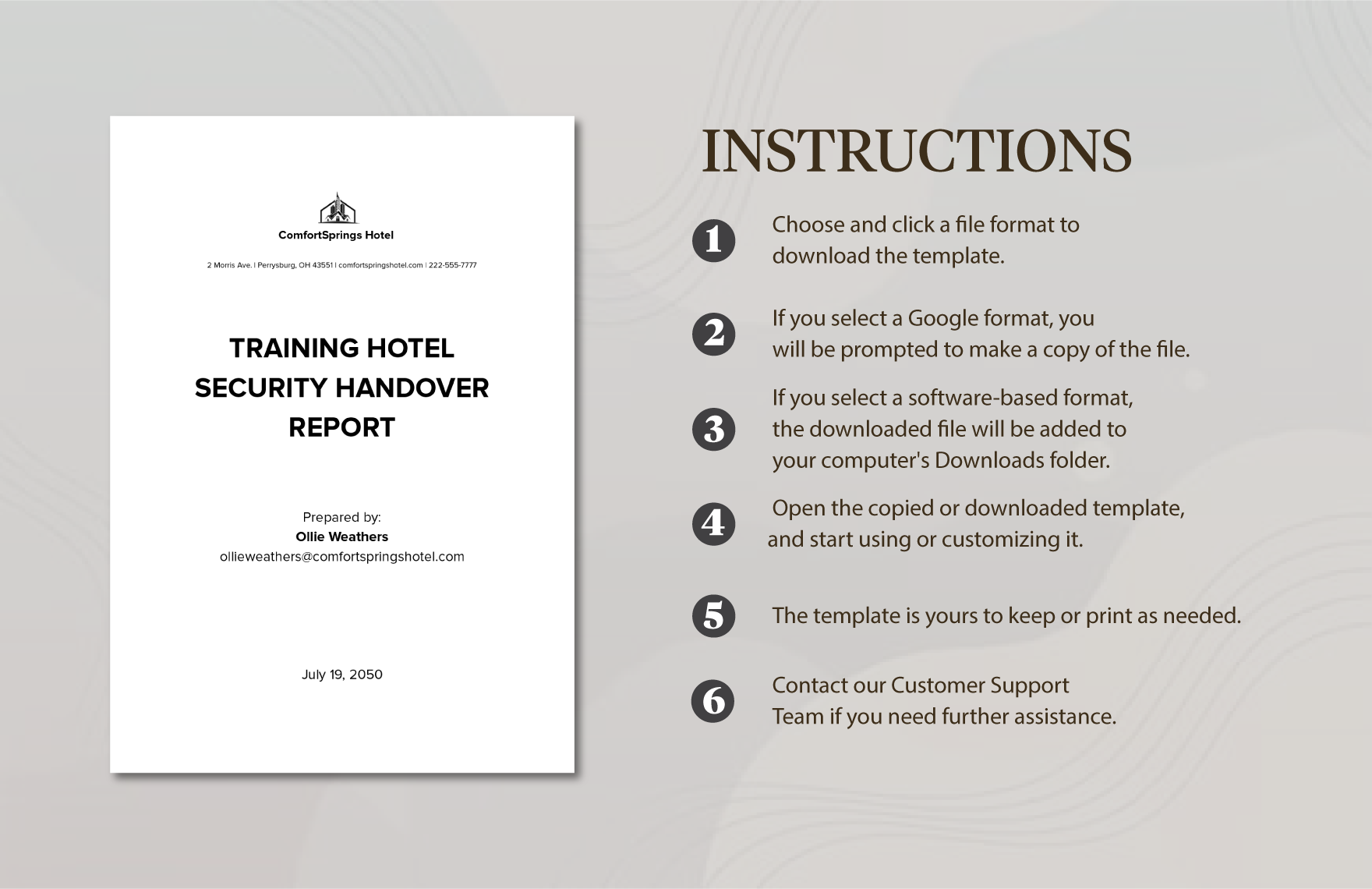 Training Hotel Security Handover Report