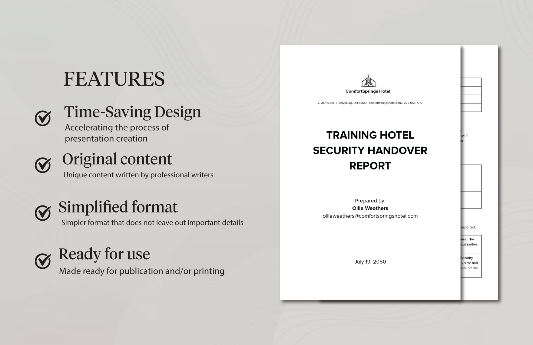 Training Hotel Security Handover Report