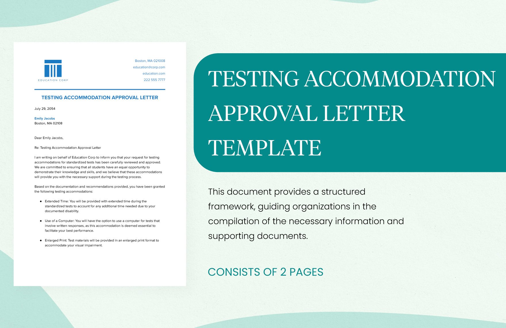 Testing Accommodation Approval Letter Template