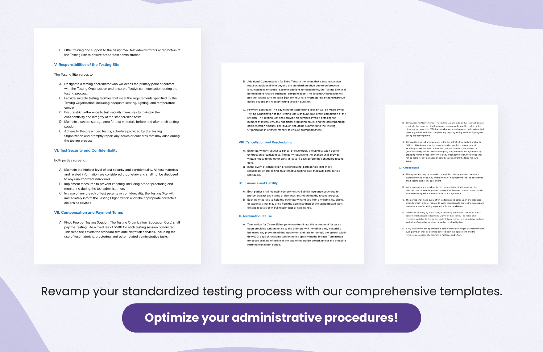 Testing Site Contract Agreement Form Template