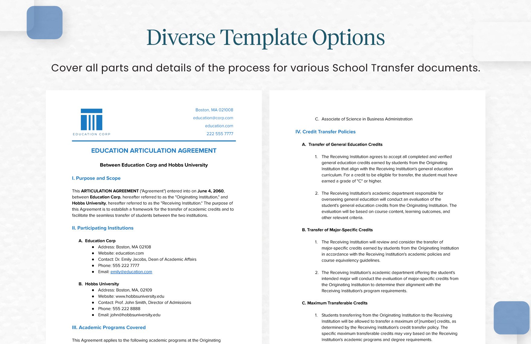 Education Articulation Agreement Template
