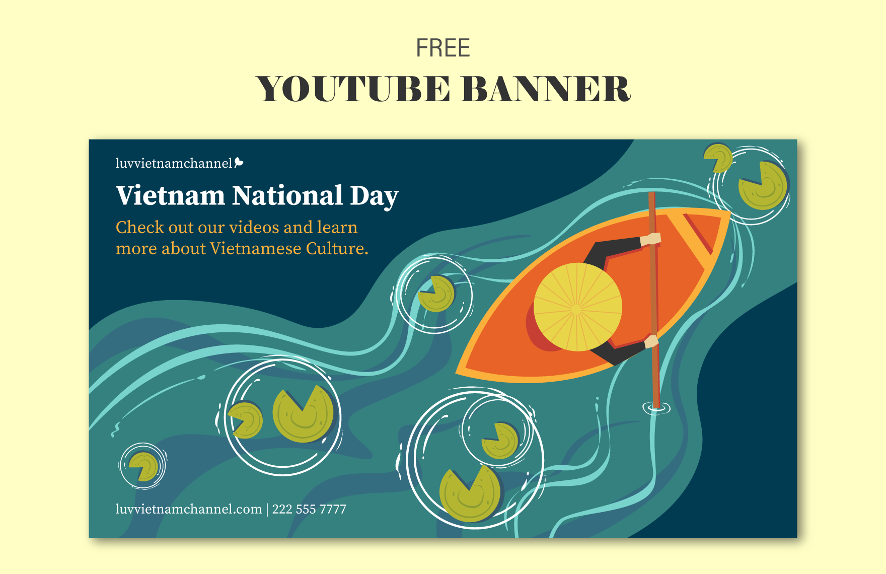 Free Vietnam National Day  Youtube Banner in PDF, Illustrator, SVG, JPG