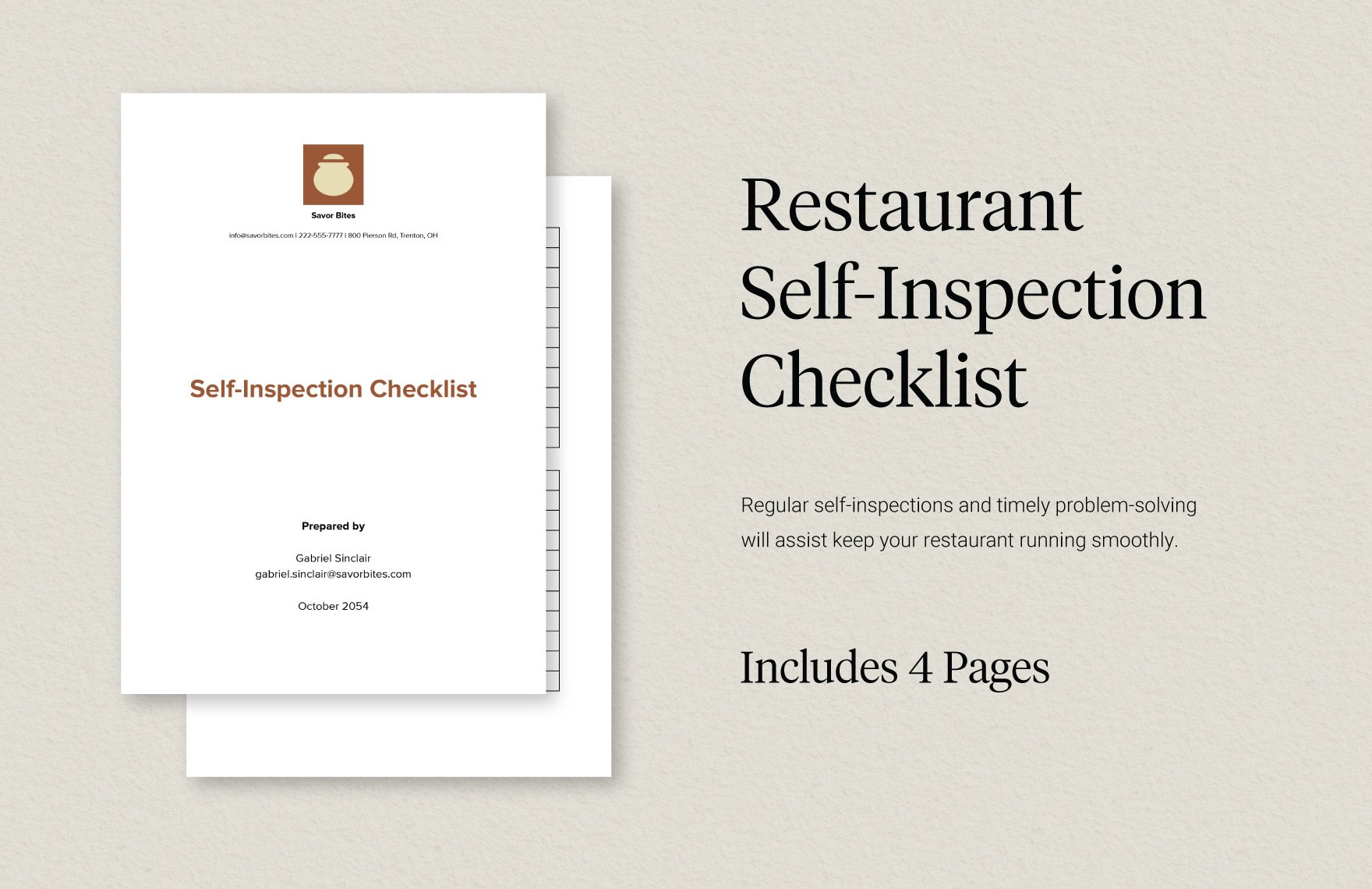 Restaurant Self-Inspection Checklist in Word, Google Docs, PDF
