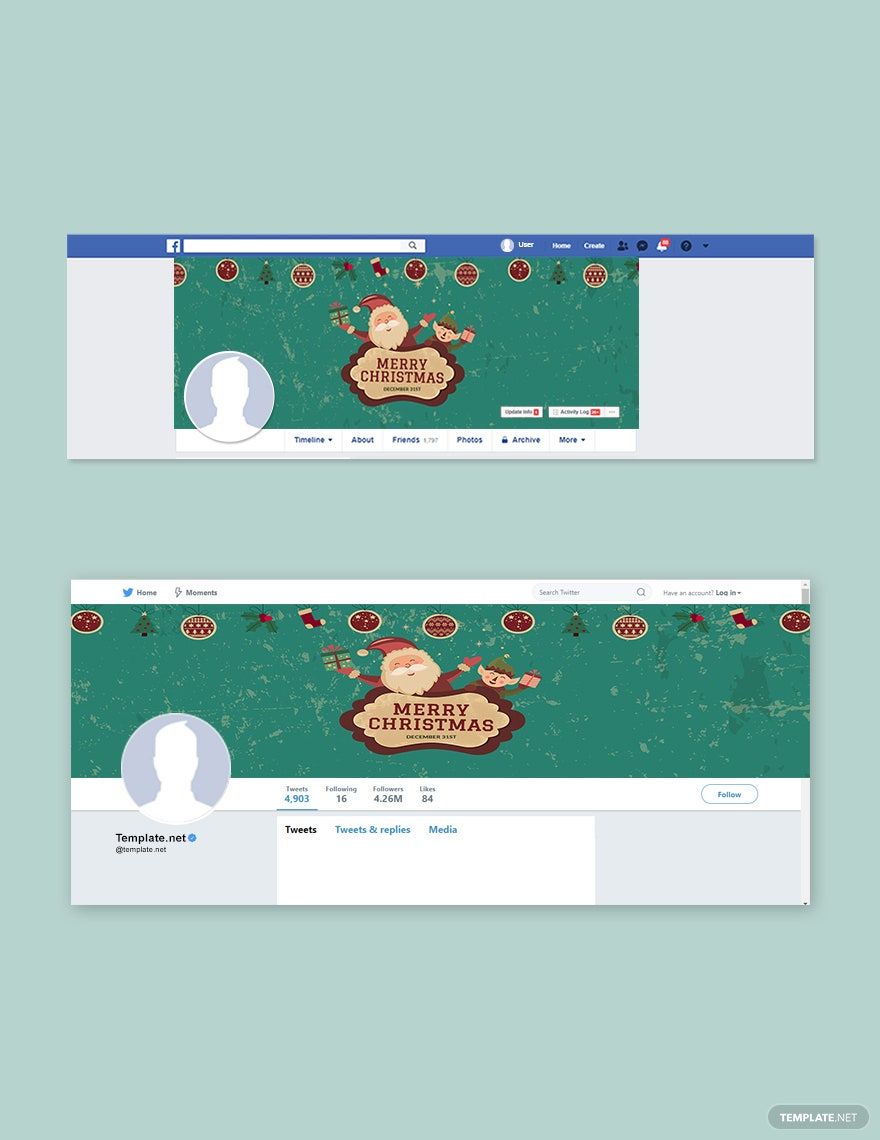 Vintage Christmas Facebook and Twitter Cover Page Template