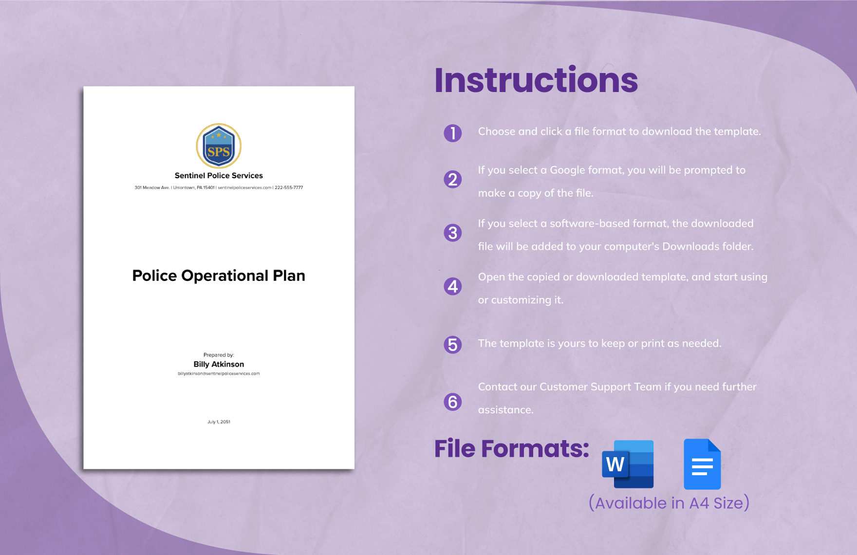 Police Operational Plan Template