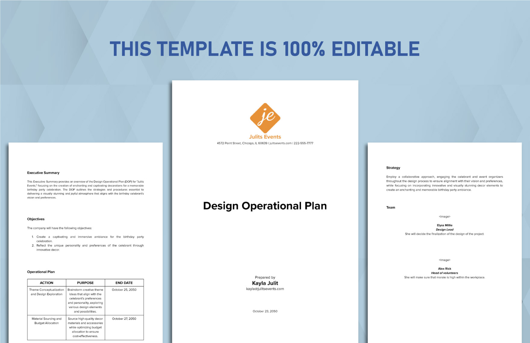 Design Operational Plan Template