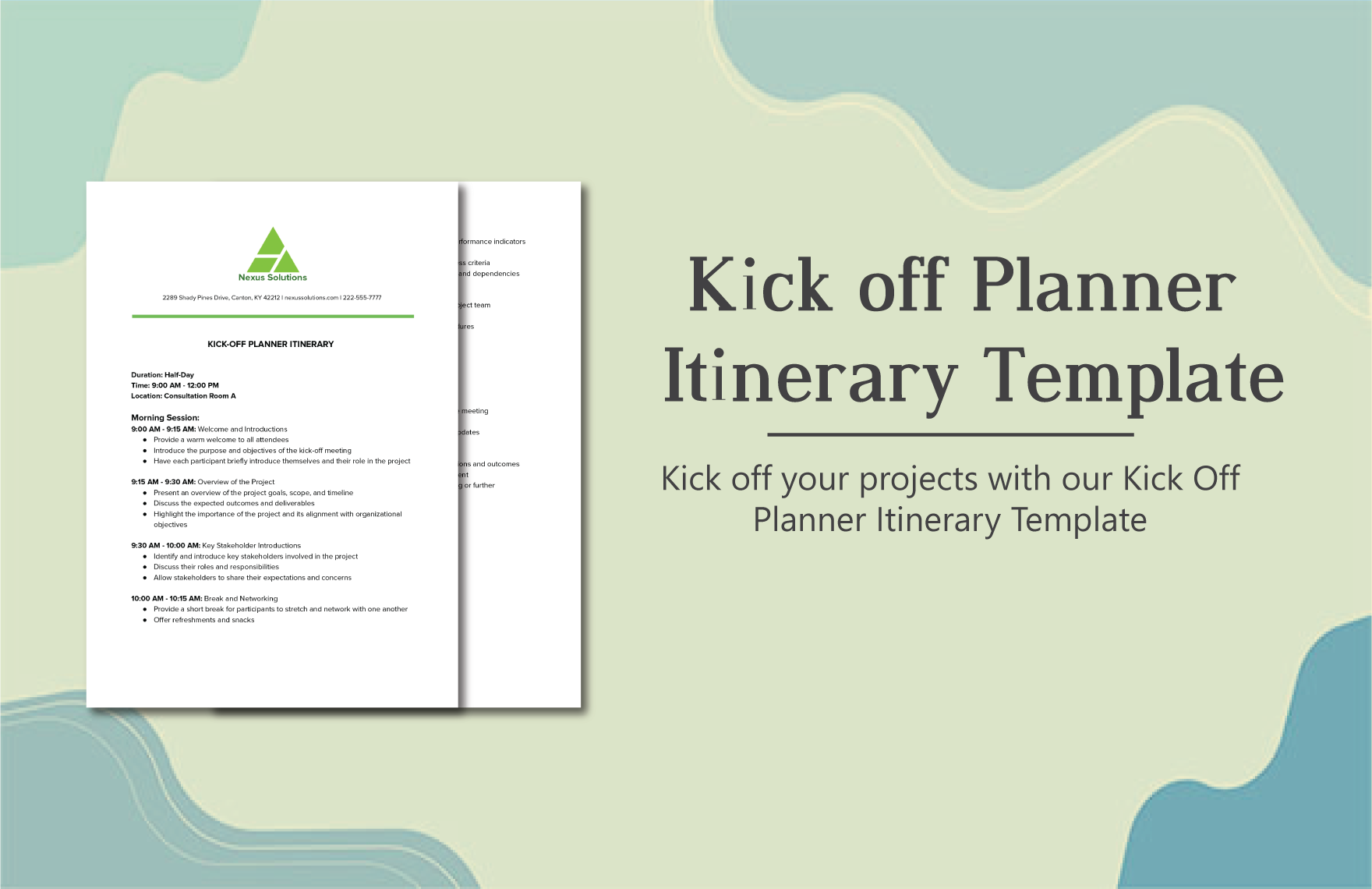 Kick off Planner Itinerary Template