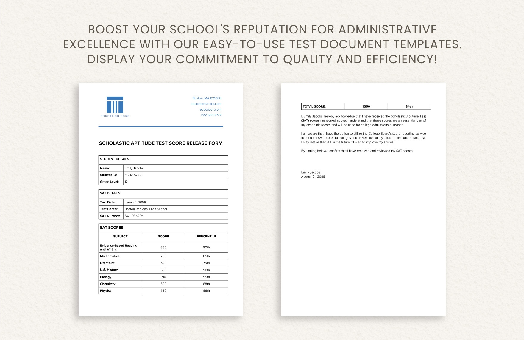 Scholastic Aptitude Test Score Release Form Template - Download in Word,  Google Docs, PDF