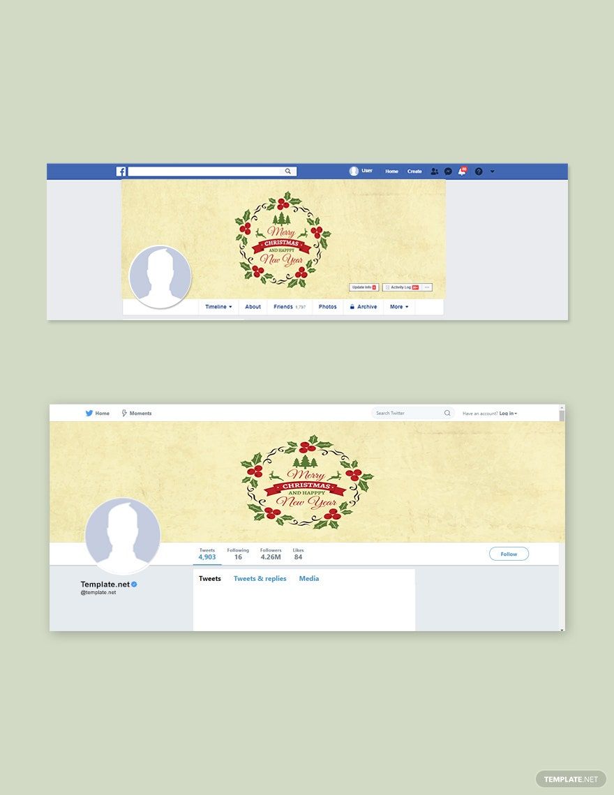 Free Simple Christmas Facebook and Twitter Cover Page Template in PSD