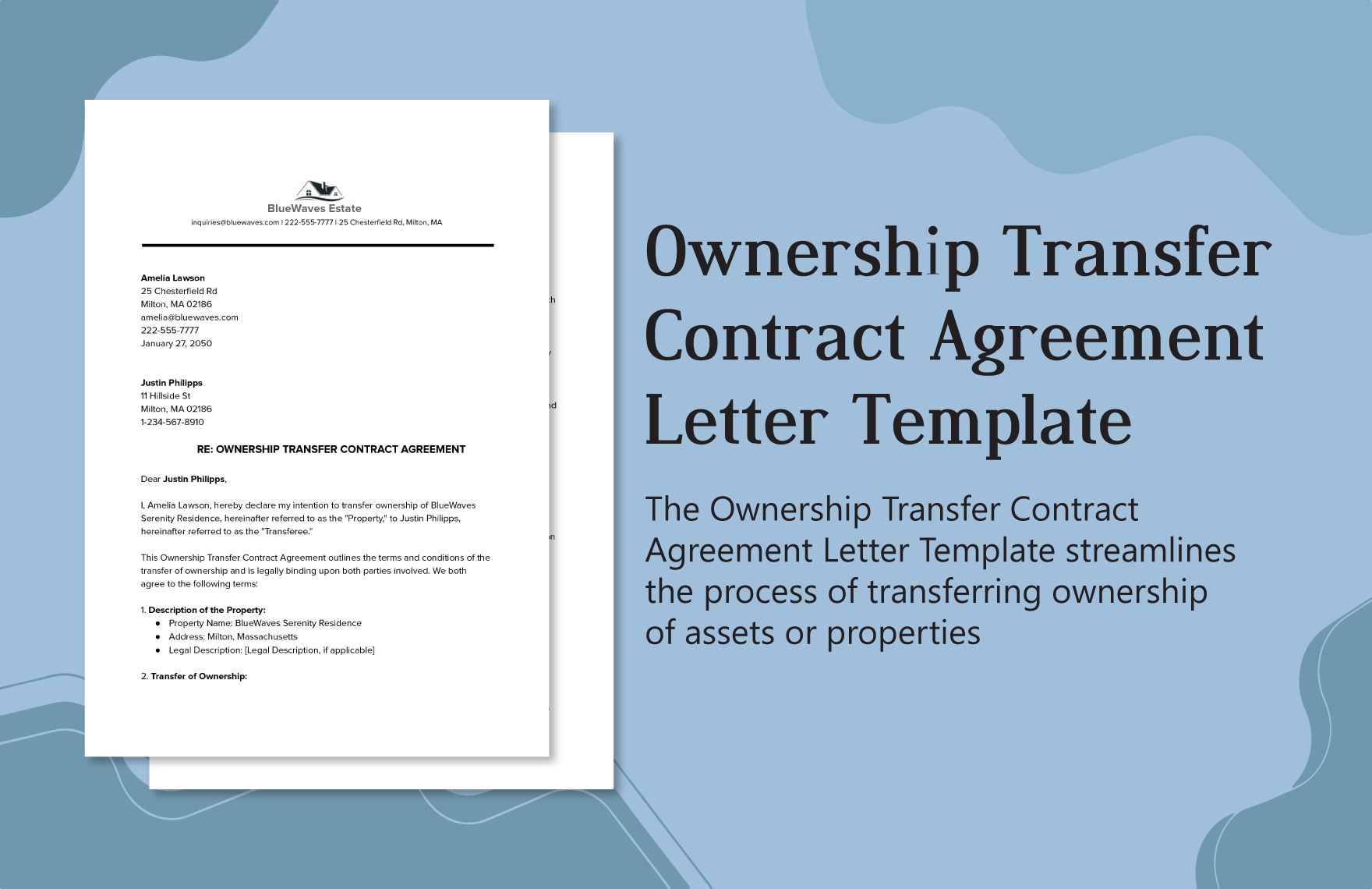 Ownership Transfer Contract Agreement Letter Template