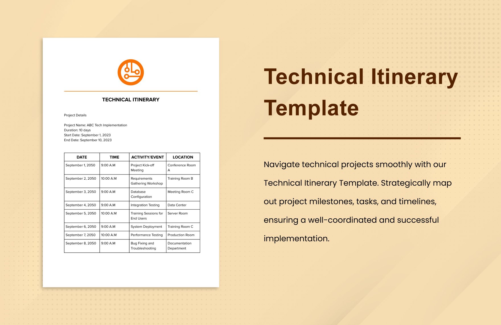 Technical Itinerary Template