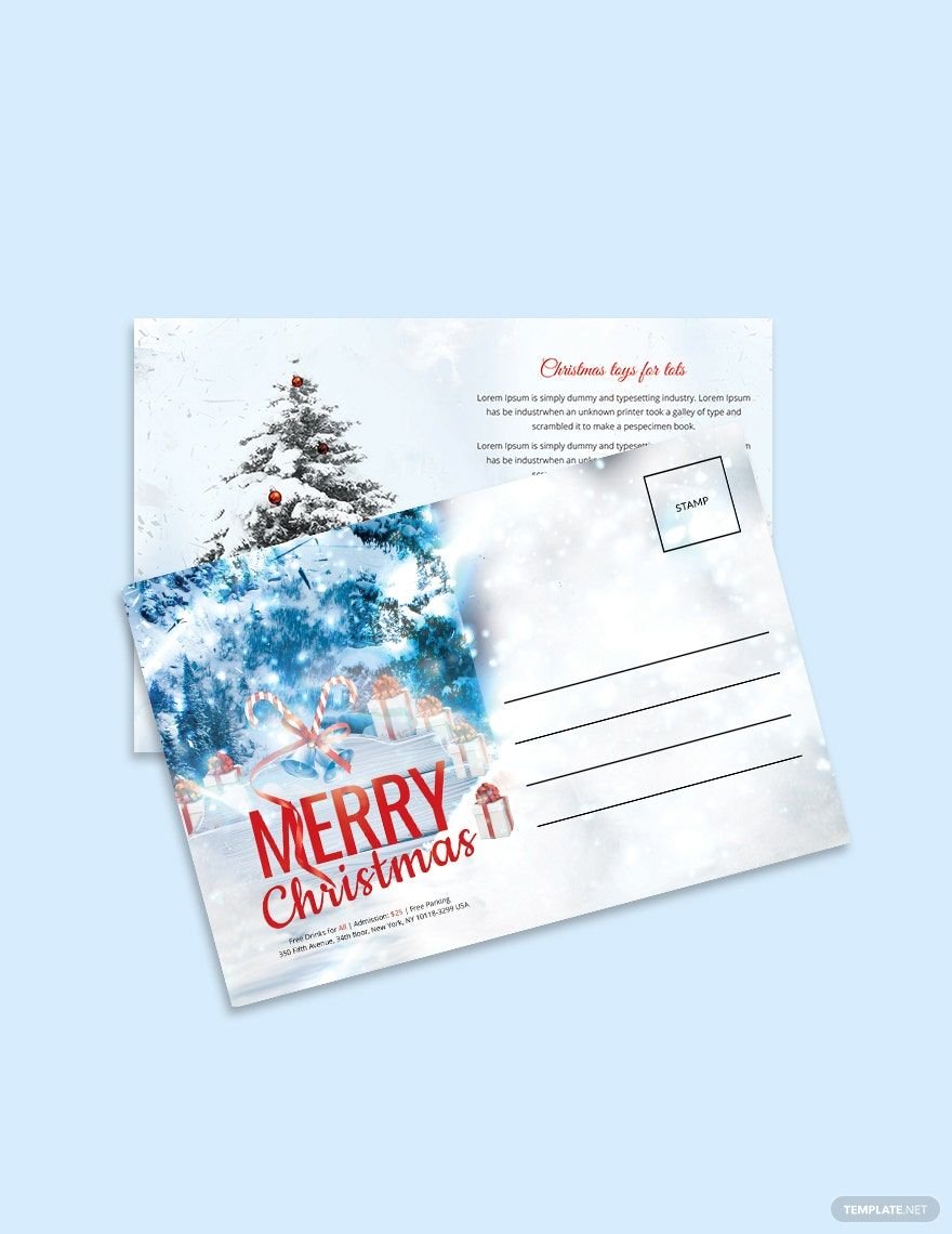 Christmas Invitation Postcard Template