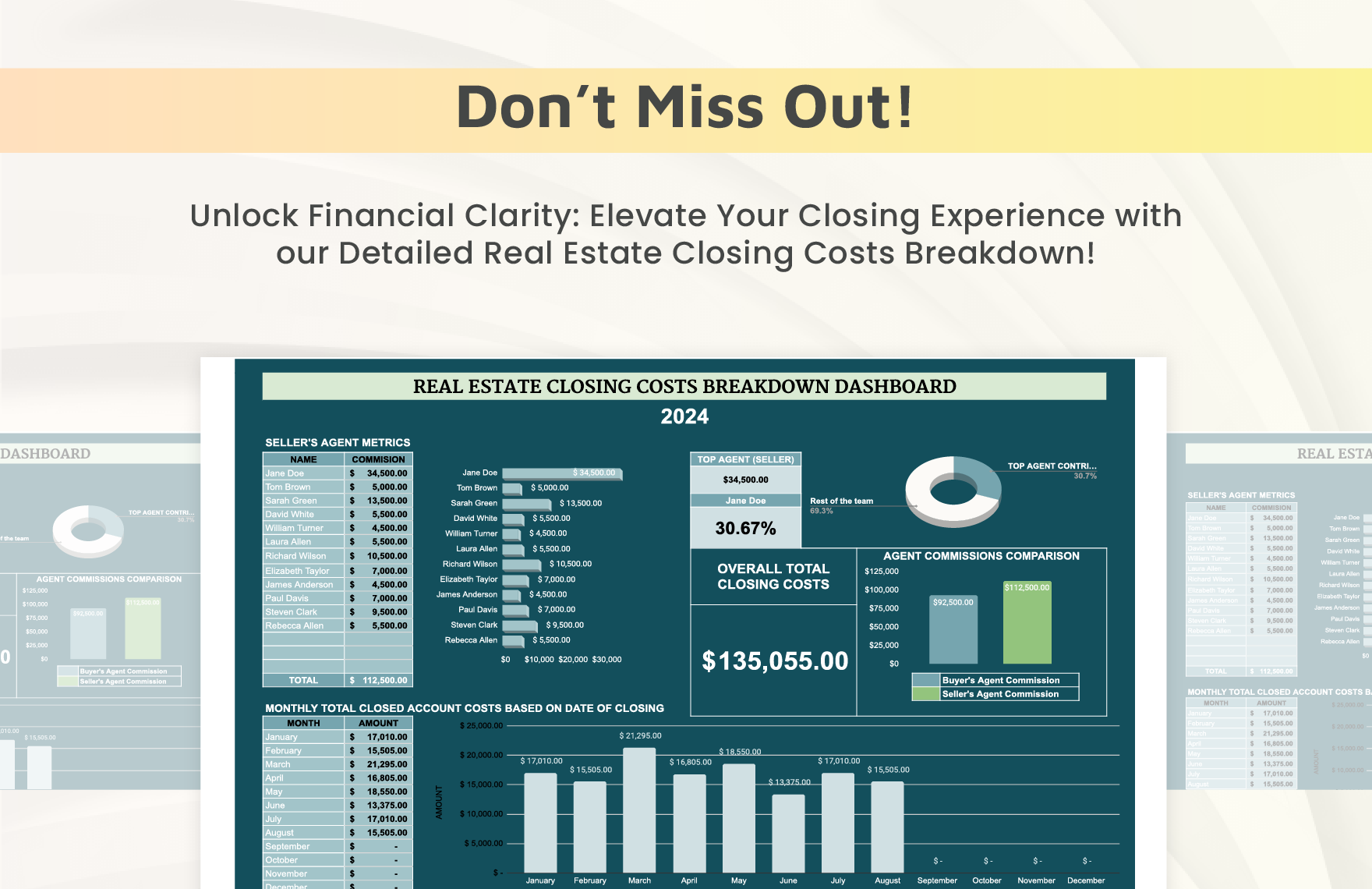 Real Estate Closing Costs Breakdown Template