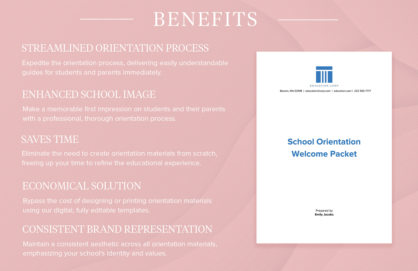 School Orientation Welcome Packet Template