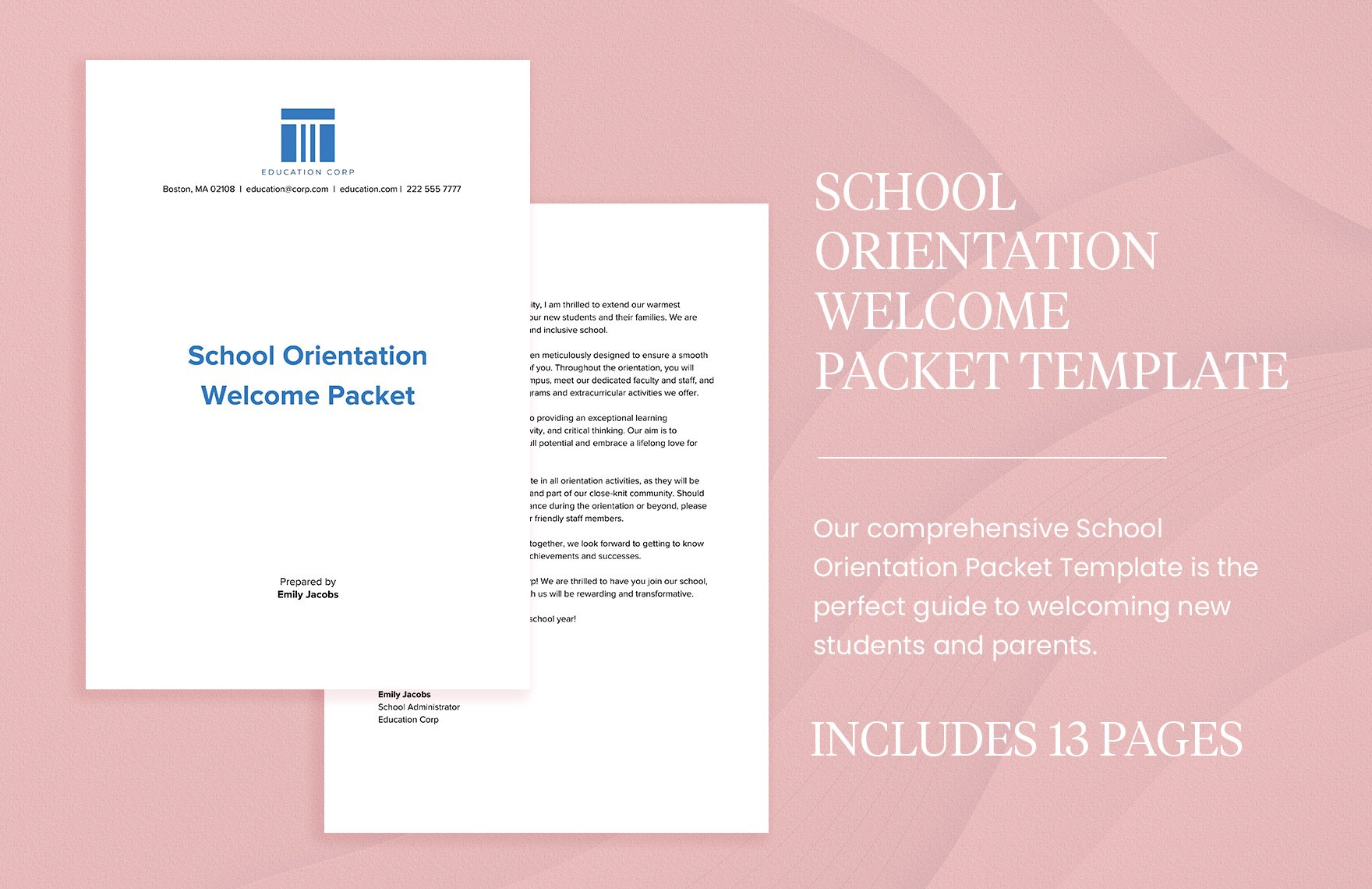School Orientation Welcome Packet Template