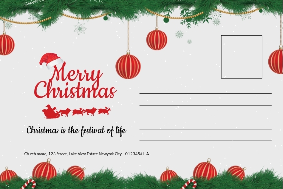 FREE Blank Merry Christmas Postcard Template - Word (DOC) | PSD | Apple ...