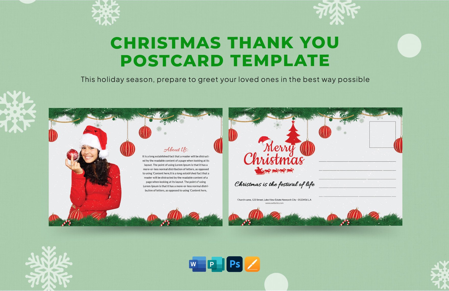 Christmas Family Postcard Template