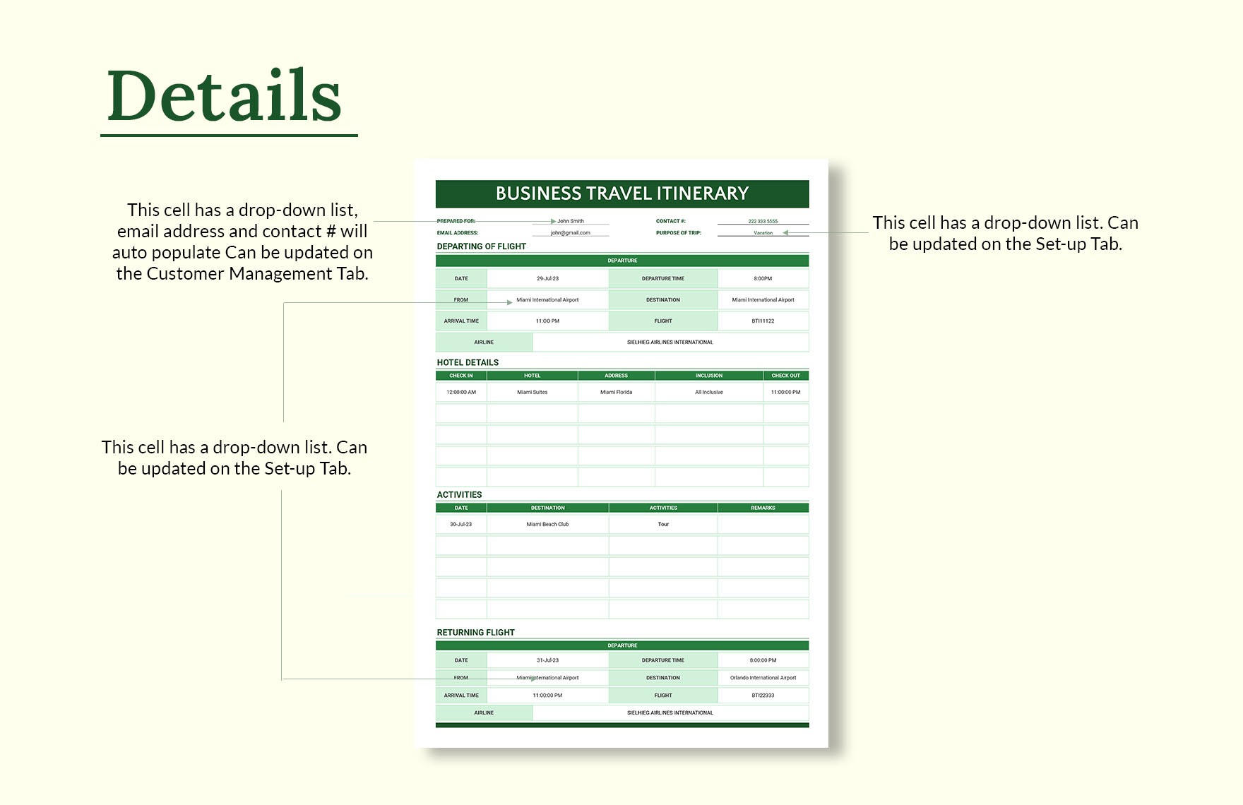 Business Travel Itinerary Template