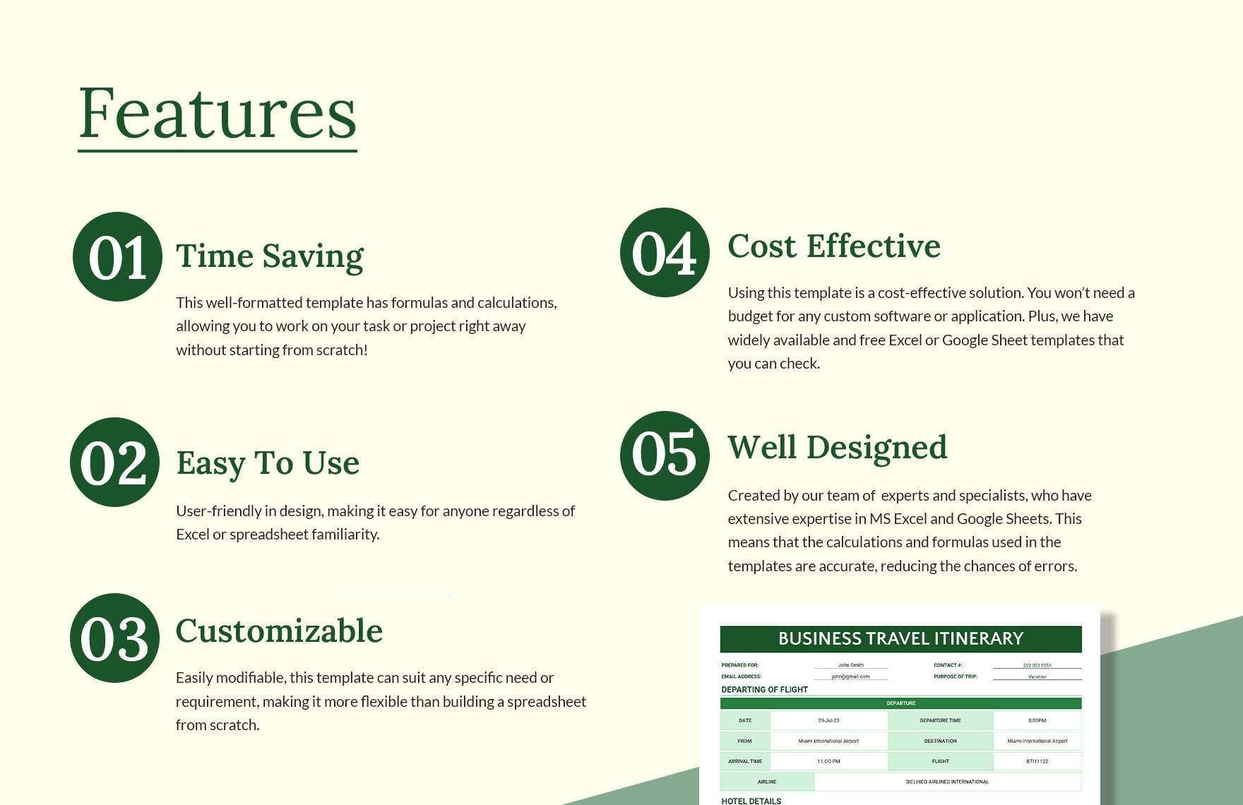 Business Travel Itinerary Template