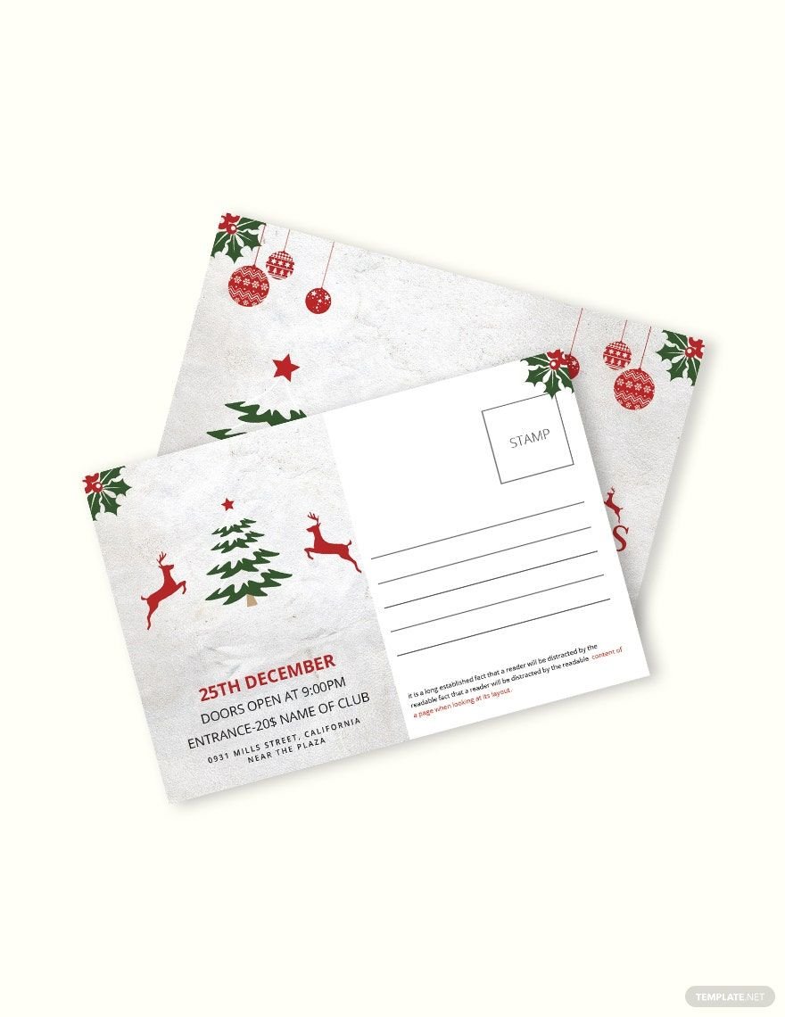 Free Elegant Christmas Postcard Template