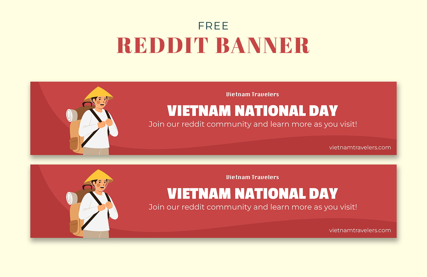 Free Vietnam National Day Reddit Banner in PDF, Illustrator, SVG, JPG