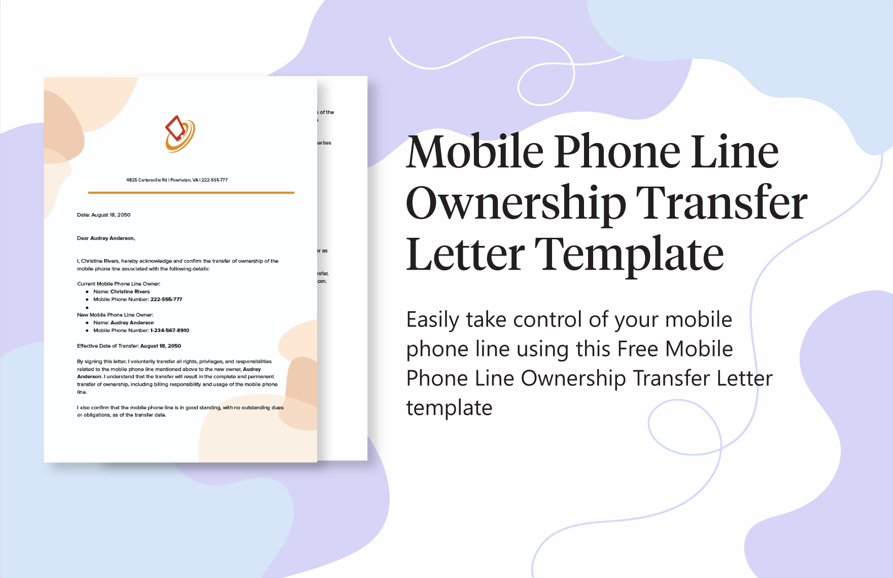 Mobile Phone Line Ownership Transfer Letter Template