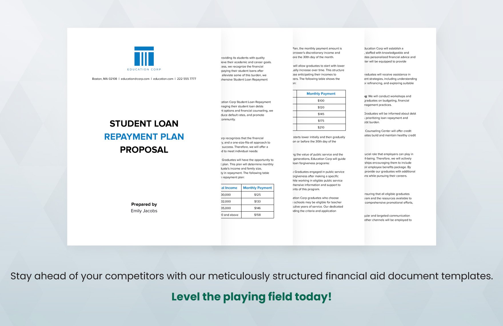 Student Loan Repayment Plan Proposal Template