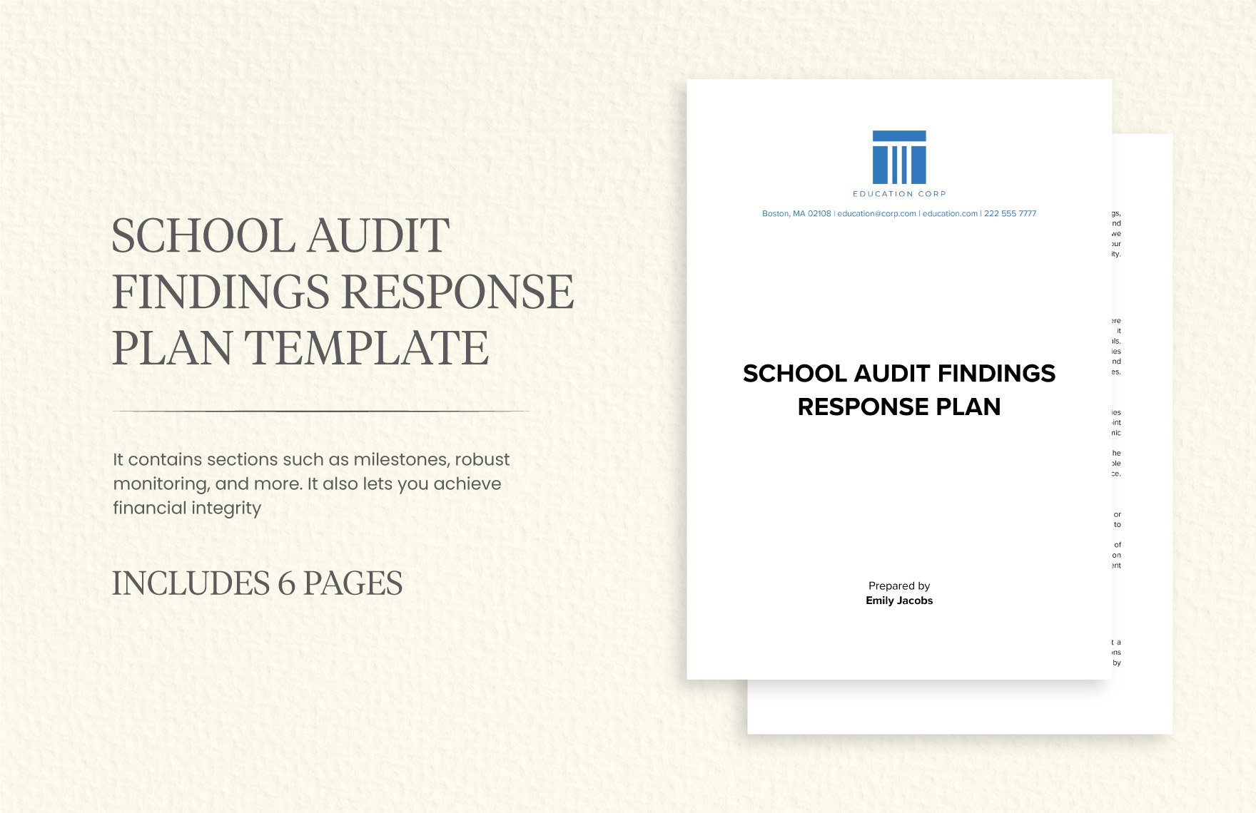 School Audit Findings Response Plan Template