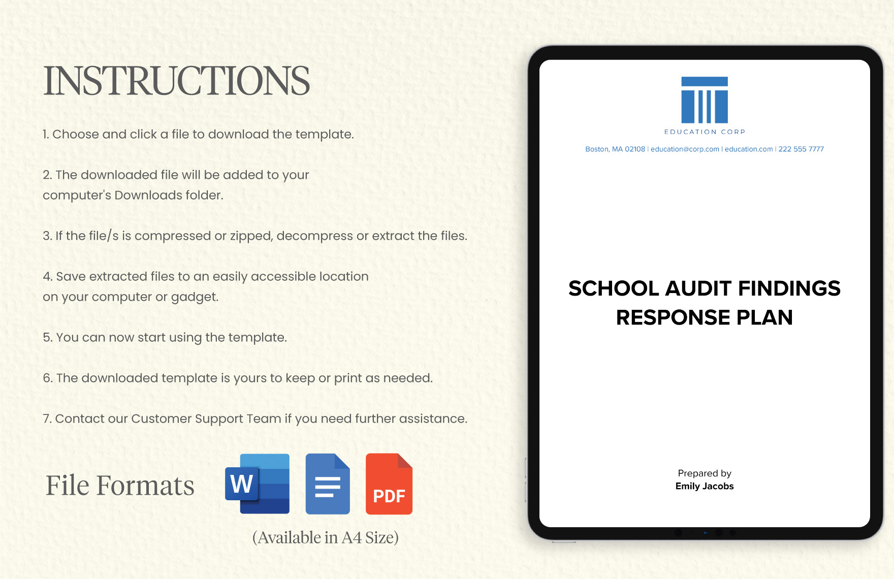 School Audit Findings Response Plan Template