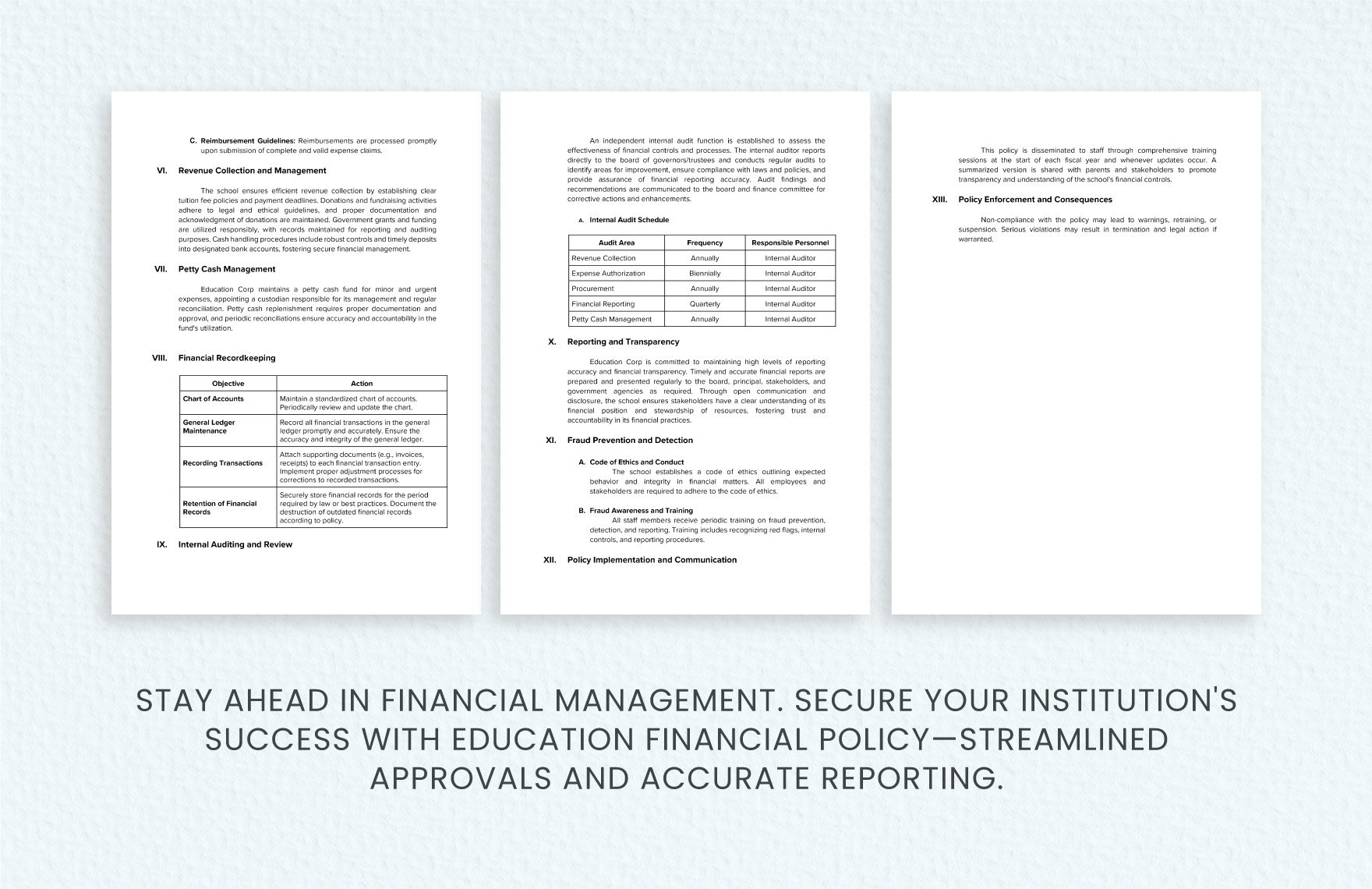 School Financial Controls Policy Template